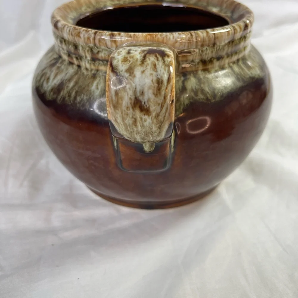 Vintage Brown Drip Bean Pot